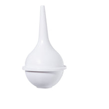 Infant nasal aspirator with white bulb and curved tip