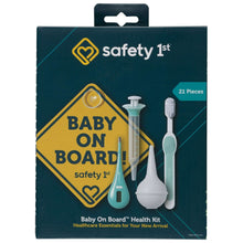 Safety 1st Baby on Board Health Kit box with seafoam-colored accessories