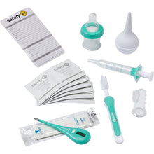 Health kit accessories set with aspirator, wipes, toothbrush, and medicine syringe