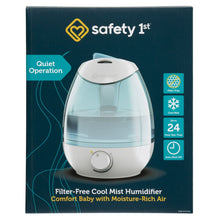 Blue and white filter-free cool mist humidifier with control dial