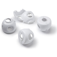 White outlet plug protectors with socket covers, molded plastic set