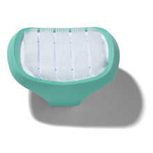 Aqua cradle cap brush base with soft white bristle insert