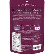 Maple pecans glazed snack mix bag back with Nutrition Facts and promise text