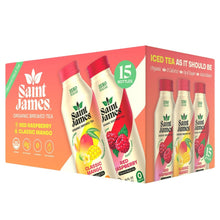 Saint James Organic Brewed Tea, Variety Pack, 16 fl oz, 15-count