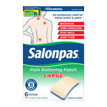 Large pain relief patch box with apply for 8 hours and 6 patches