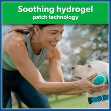 Sooting hydrogel pain-relief patch technology, teal patch disc shown
