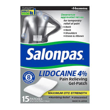Lidocaine 4% pain relieving gel-patch box, 15 unscented patches, max OTC strength
