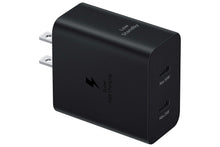 Black Samsung 50W Duo power adapter with US plug and USB-C port
