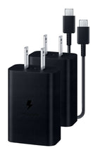 Two-pack Samsung 15W wireless charger adapters with USB power cables, dark gray.