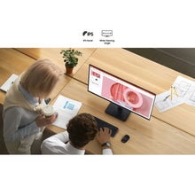 IPS FHD monitor on desk showing a red circular dashboard interface