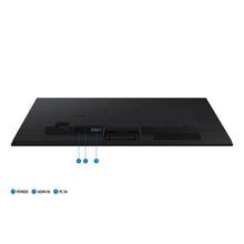Flat back panel monitor with ports and power inputs visible, on stand