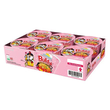 Samyang Buldak spicy chicken ramen multipack box, pink with character and ramen branding