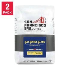 Ground coffee bag, Bay Bridge Blend, white and dark gray, 28 oz net wt