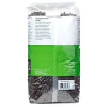 Organic rainforest blend whole bean coffee bag, back side with ingredients text and barcode
