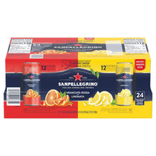 San Pellegrino sparkling drink variety pack 24-count carton, front panel with flavor icons