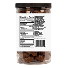 Sanders jar back panel with nutrition facts for caramel cream clusters
