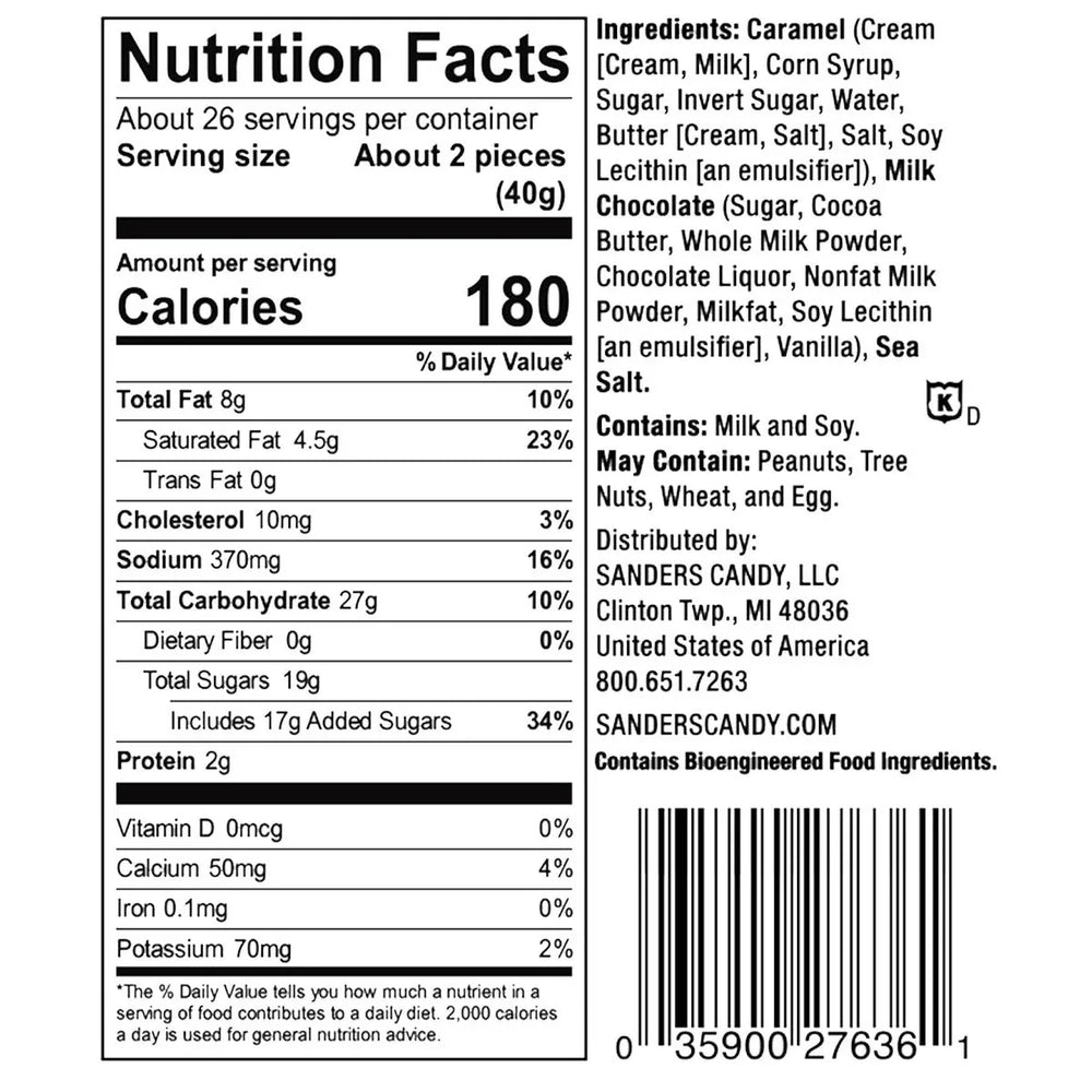 Sanders Milk Chocolate Sea Salt Caramels 36 oz., 2-pack - USA MEGA SHOP
