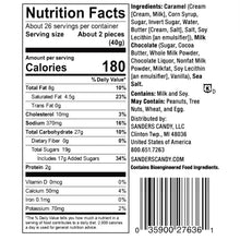 Caramel candy label with nutrition facts and ingredient list