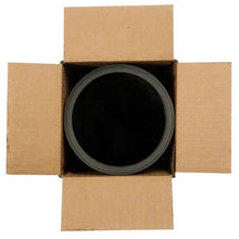 Round black container insert in open kraft cardboard tray