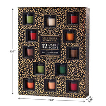 Scent advent candle calendar box shown with height and width measurements