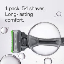 Shaving razor handle with blade cartridge and water bubbles
