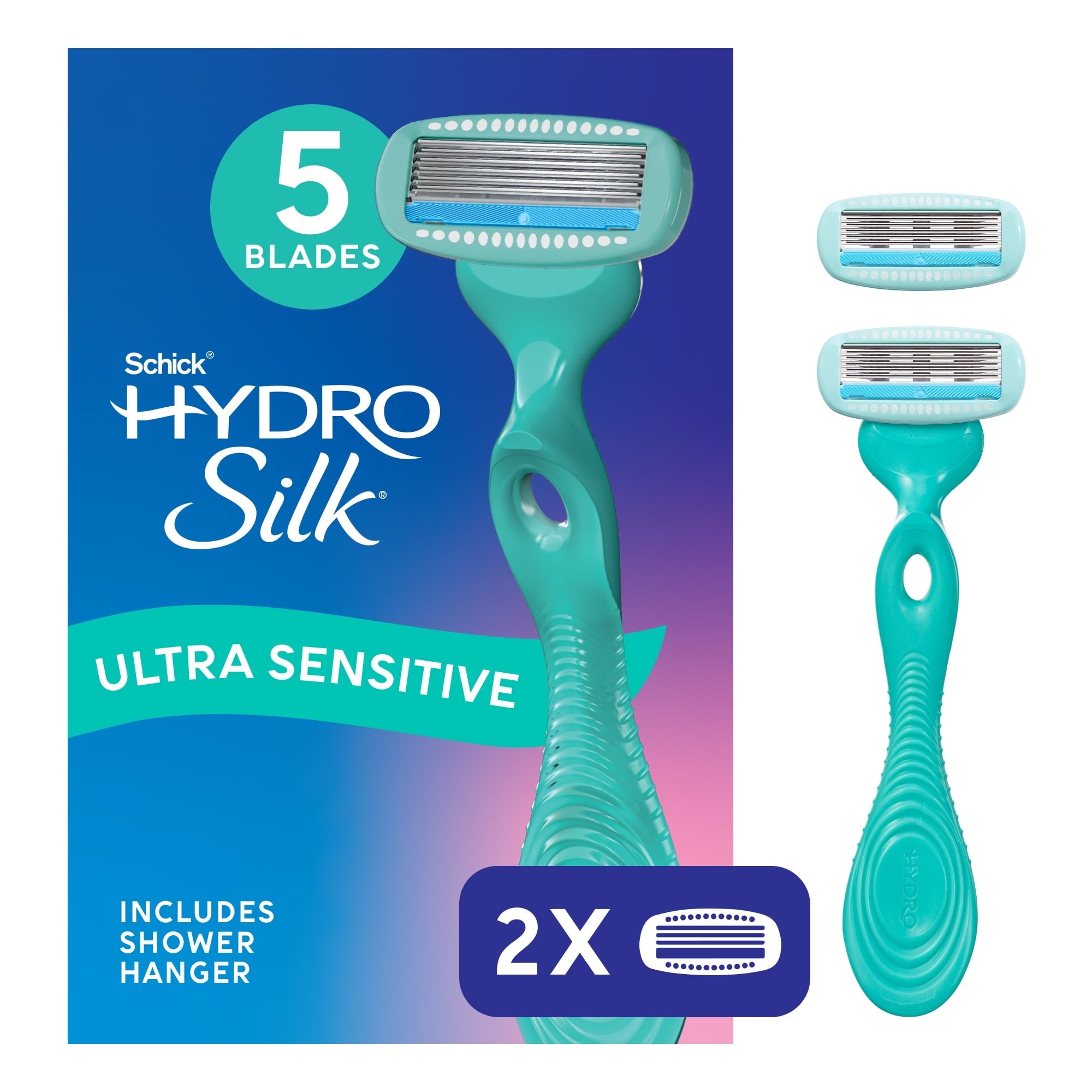 Schick Hydro Silk Sensitive Care Women's Razor - 1 Razor Handle Plus 2 Refill Razor Blades and 1 Bonus Dermaplane Touch-Up (Pack of 1)