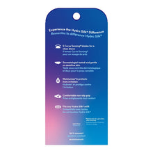 Hydro Silk razor package back panel with product details