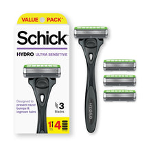 Men's razor handle with three blade refills, value pack