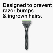 3-blade razor handle with green-tinted cartridge