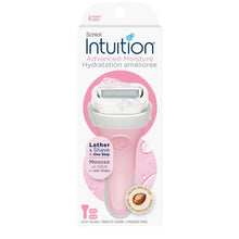 Razor handle and 4-blade refills package, Schick Intuition Advanced Moisture