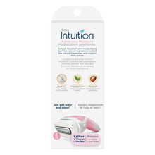 Razor refill and hydration claims on back of packaging, Schick Intuition Advanced Moisture