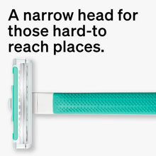 Disposable razor with narrow blade head for hard-to-reach places