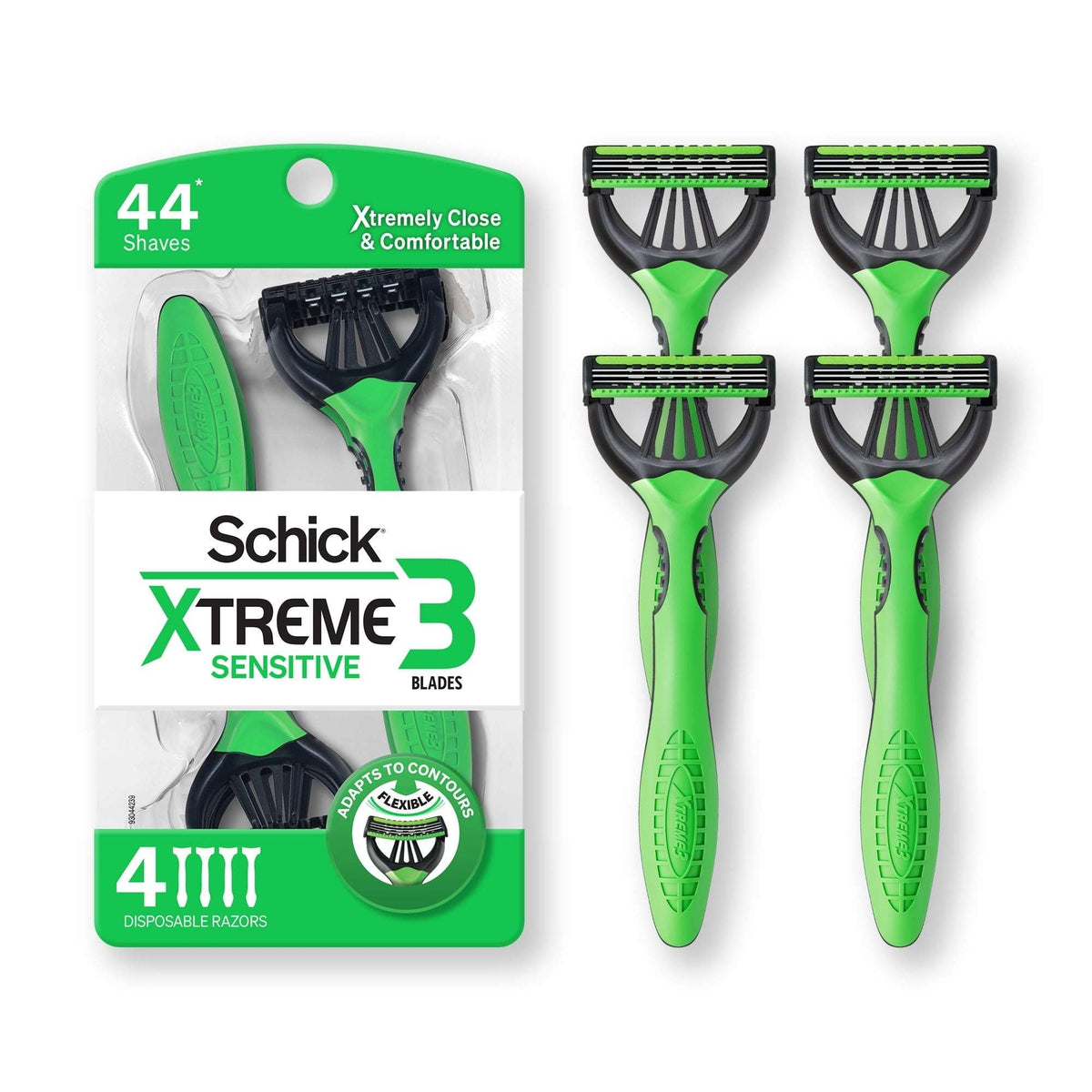 Schick Xtreme 3 Sensitive 3 Blade Disposable Razors for Men, 4ct