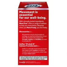 Move Free Advanced joint health supplement box panel with glucosamine and Uniflex