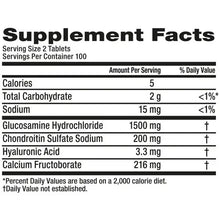 Move Free Supplement Facts close-up with calories and key nutrient amounts