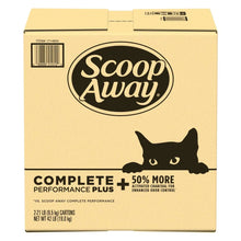Scoop Away Complete Plus cat litter box, tan with black cat silhouette and logo