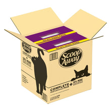 Scoop Away Complete Plus cat litter shipping box with open top flaps and logo