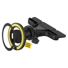 Black adjustable magnetic phone mount with circular MagSafe-style magnet rings