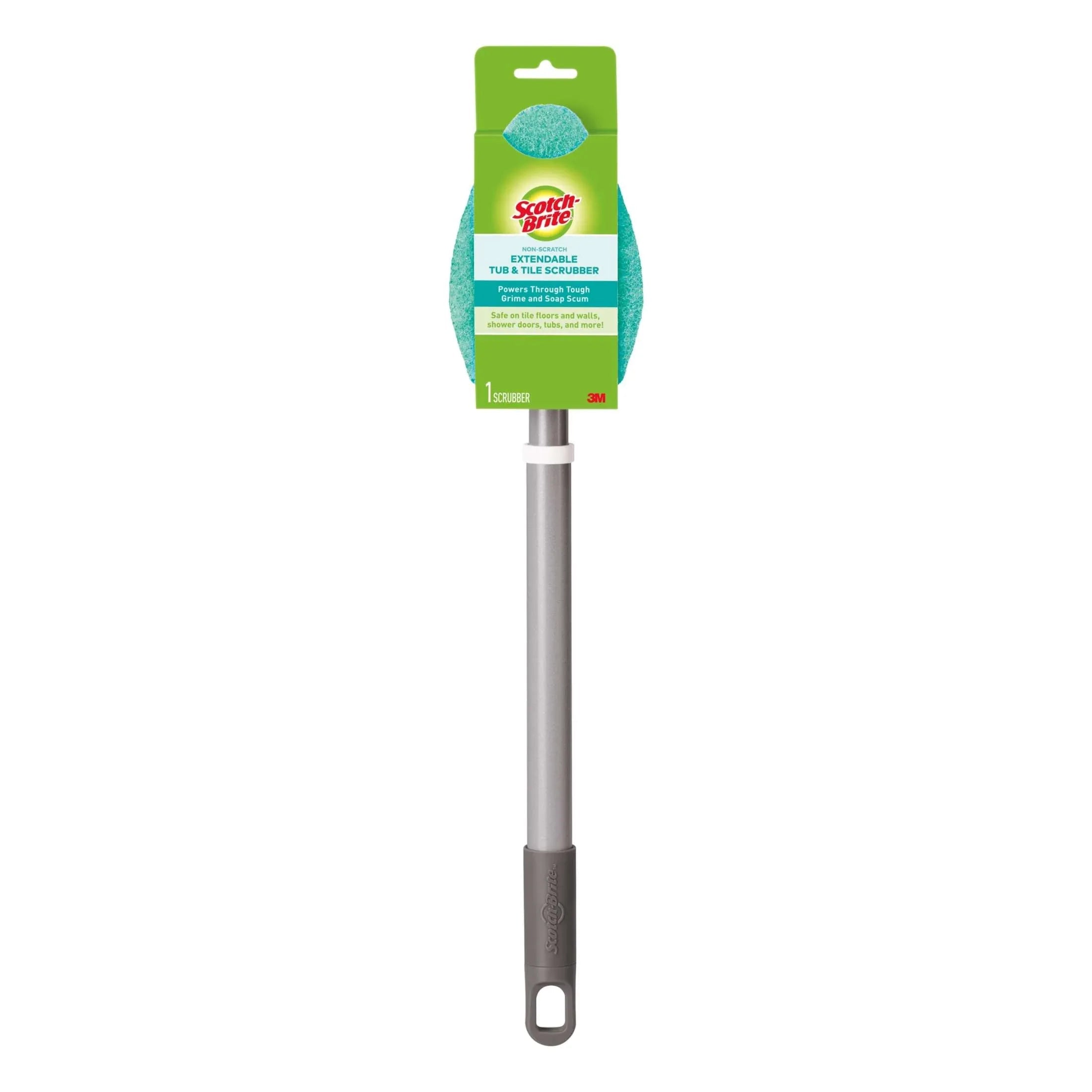 Scotch-Brite Extendable Tub & Tile Scrubber Kit, 1 Handle and 3 Non-Scratch Scrubber Pads