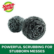 Two coiled stainless steel scrubbers side by side