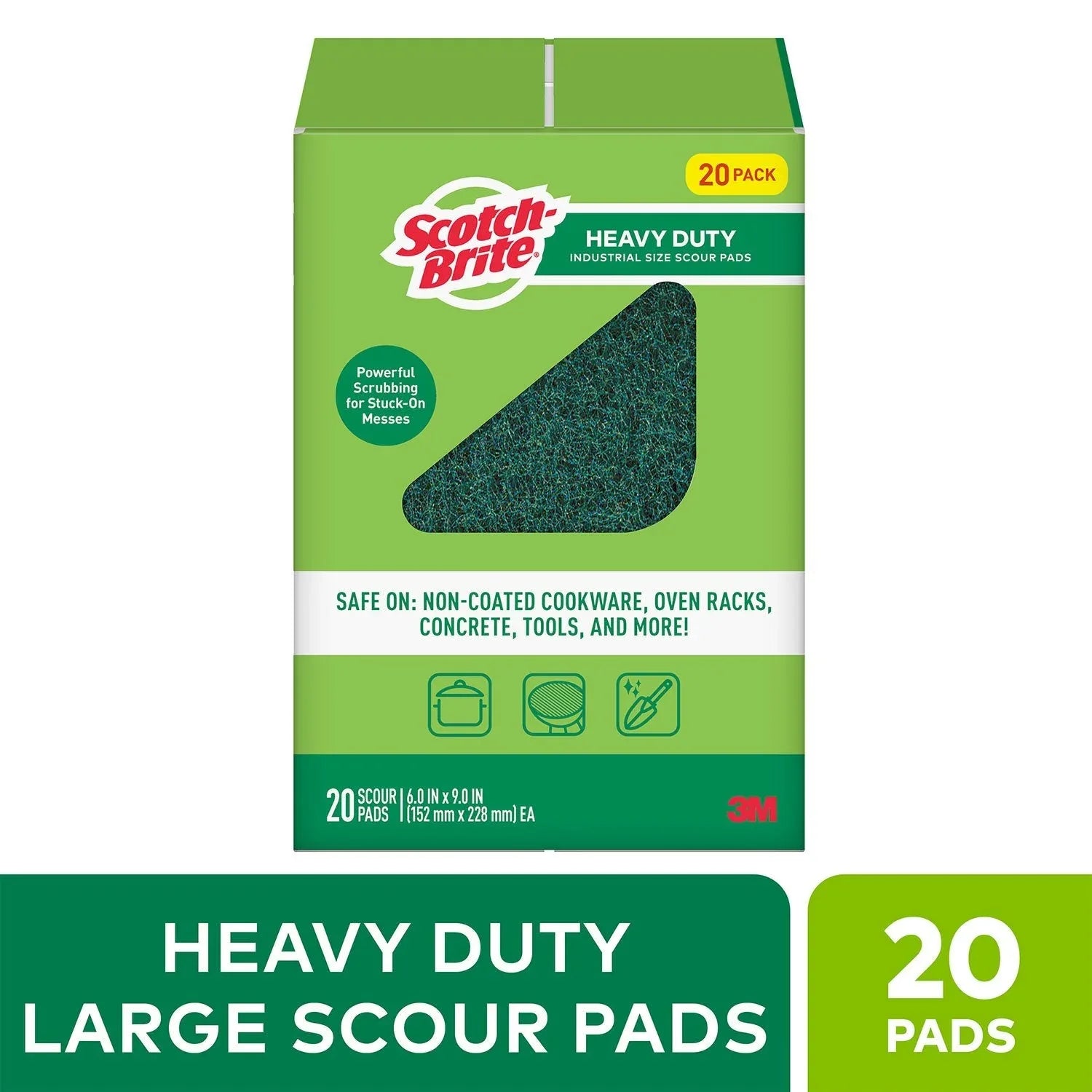 Scotch-Brite Heavy Duty Industrial Sized Scour Pads 20ct. - USA MEGA SHOP