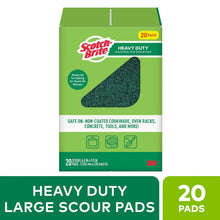 Scotch-Brite heavy-duty large scour pads, green, 20 pack