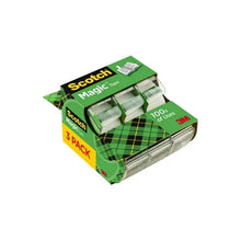 Scotch Magic Tape dispenser 3-pack in clear tape refills, green plaid box