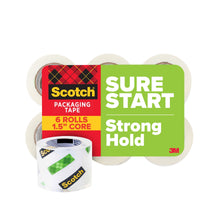 Clear packaging tape rolls with Sure Start label, 1.5 in core