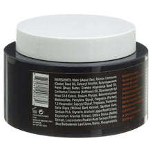 Beard balm jar ingredients panel on black label with white lid