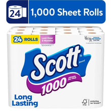 Scott Long Lasting toilet paper 24 rolls, 1,000 sheets per roll