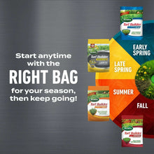 Scotts Turf Builder seasonal bag set showing early, late, summer, and fall packages