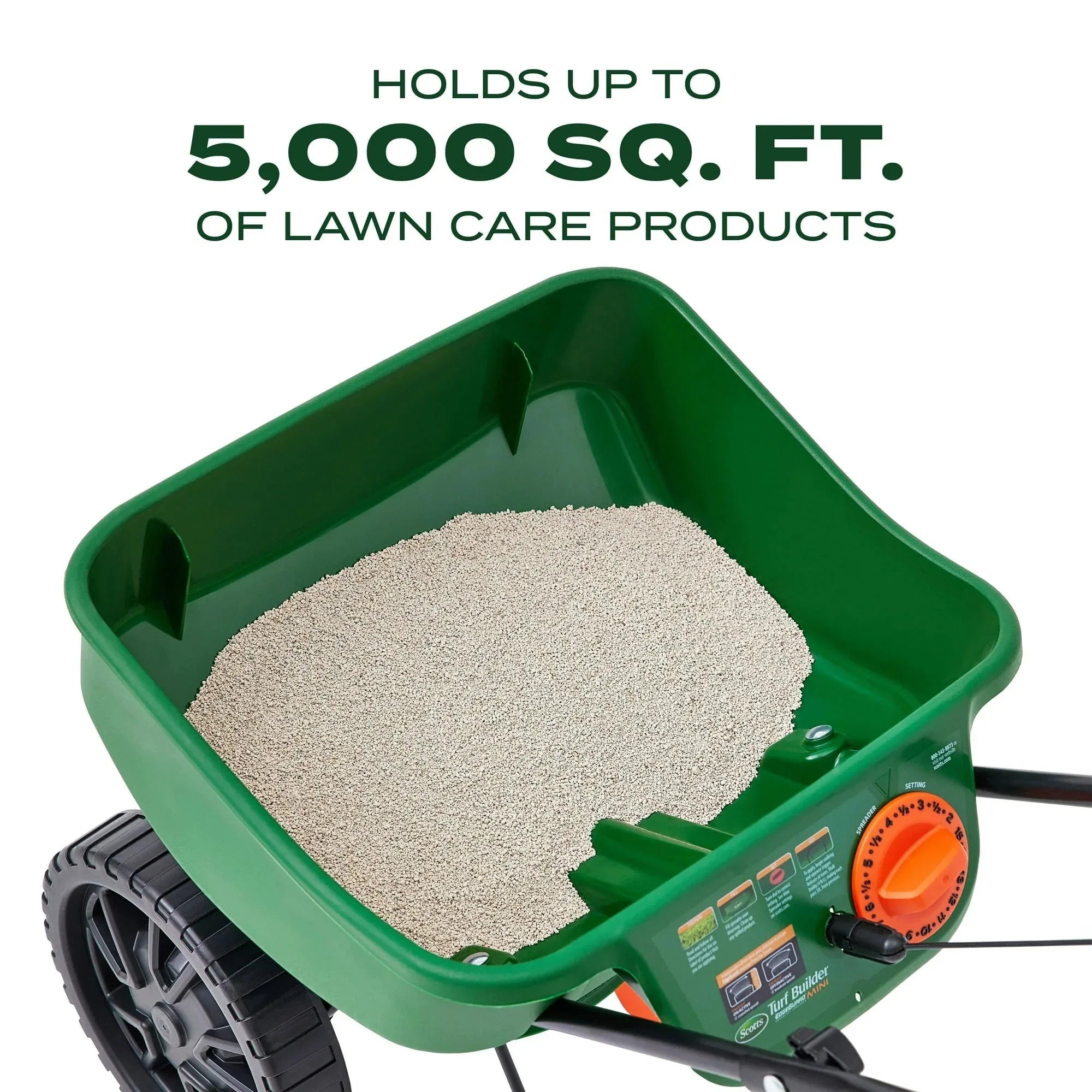 Scotts Turf Builder EdgeGuard Mini Broadcast Spreader for Grass Seed, Fertilizer, Salt, Ice Melt