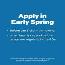 Early spring application graphic: apply before 3rd or 4th mowing