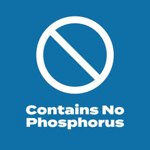Lawn care product icon: contains no phosphorus